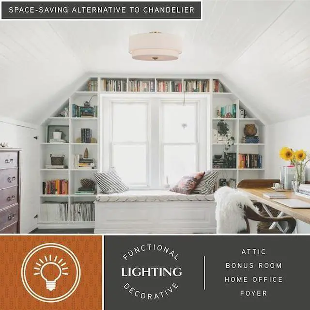 Alt view image 3 of 6 - VAXCEL C0112 Burnaby 20.5-in W Brass Mid-Century Modern Drum Semi Flush Mount