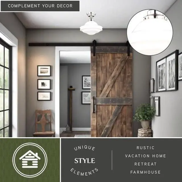 Main image of VAXCEL C0176 Huntley 12-in W Satin Nickel Farmhouse Schoolhouse Semi Flush