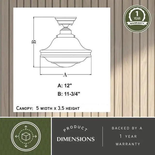 Alt view image 2 of 6 - VAXCEL C0176 Huntley 12-in W Satin Nickel Farmhouse Schoolhouse Semi Flush