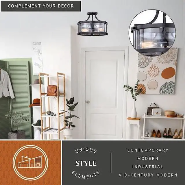 Main image of VAXCEL C0175 Holbrook 15.75-in W Bronze Bulb Semi Flush Mount Ceiling Light