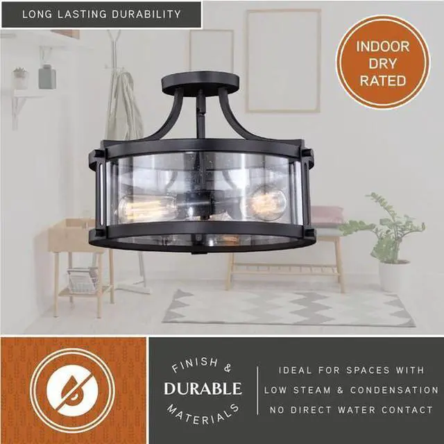 Alt view image 2 of 6 - VAXCEL C0175 Holbrook 15.75-in W Bronze Bulb Semi Flush Mount Ceiling Light