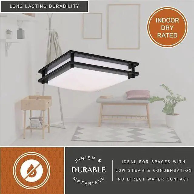 Alt view image 4 of 6 - VAXCEL C0153 Horizon 12-in W LED Bronze Flush Mount Ceiling Light Fixture White