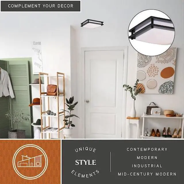 Alt view image 6 of 6 - VAXCEL C0153 Horizon 12-in W LED Bronze Flush Mount Ceiling Light Fixture White
