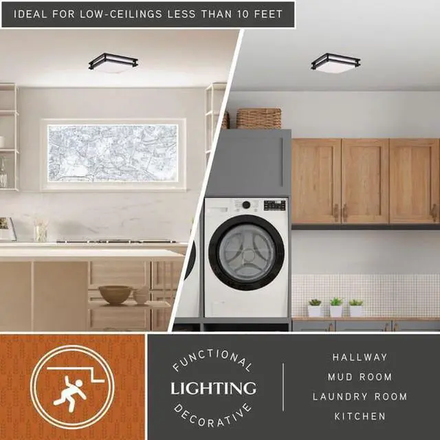 Alt view image 5 of 6 - VAXCEL C0153 Horizon 12-in W LED Bronze Flush Mount Ceiling Light Fixture White