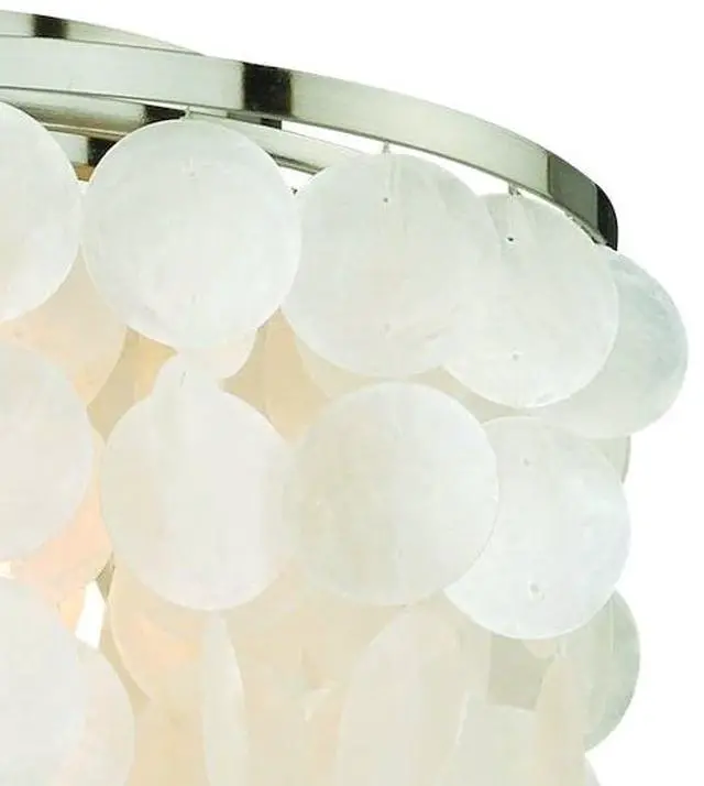 Alt view image 6 of 6 - VAXCEL C0079 Elsa 16-in W Satin Nickel Capiz Shell Coastal Flush Mount Ceiling