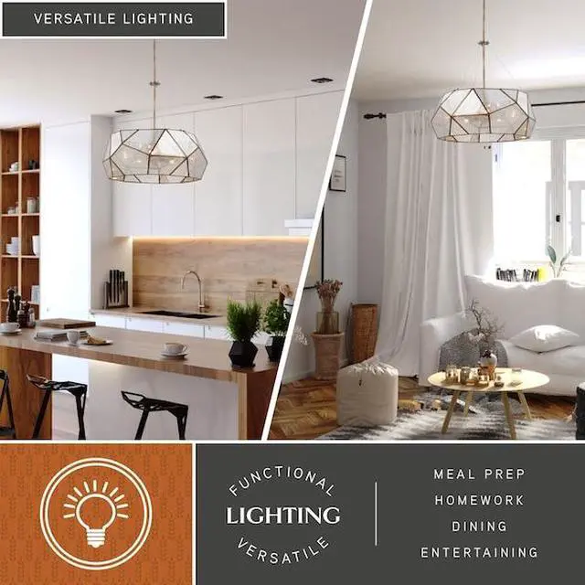 Alt view image 4 of 6 - VAXCEL P0318 Euclid 5L Brass Mid-Century Modern Pendant Light Mercury Glass