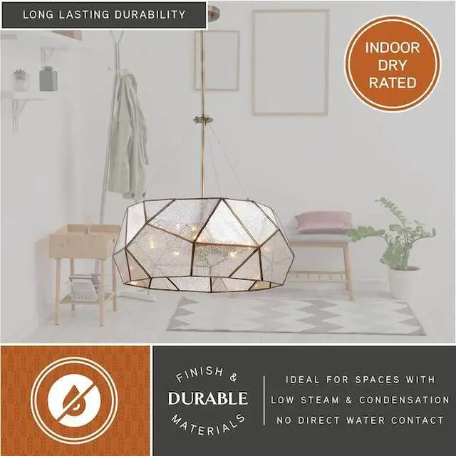 Alt view image 6 of 6 - VAXCEL P0318 Euclid 5L Brass Mid-Century Modern Pendant Light Mercury Glass