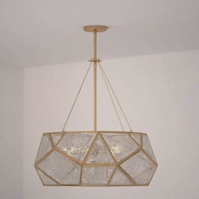 Main image of VAXCEL P0318 Euclid 5L Brass Mid-Century Modern Pendant Light Mercury Glass