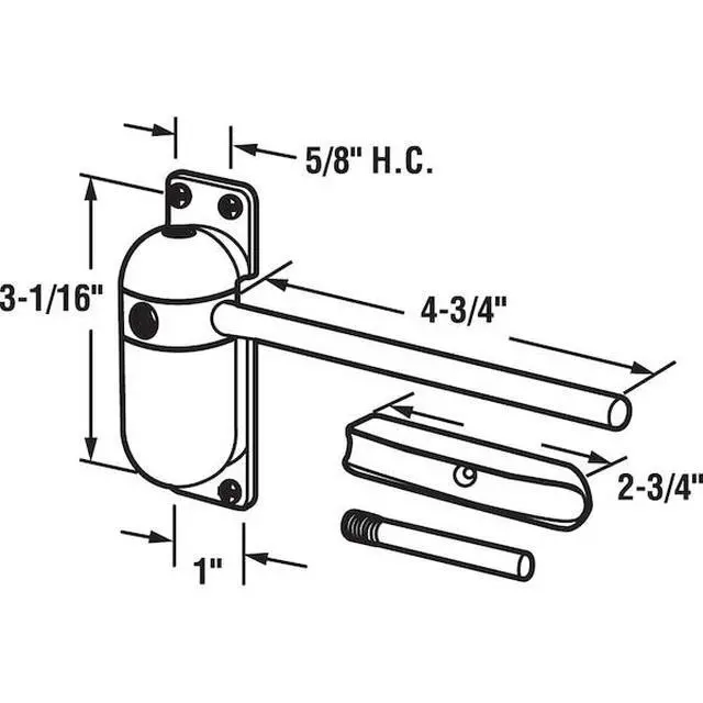 Alt view image 3 of 3 - PRIME-LINE KC57US Safety Spring Door Closer, 4-1/4 in., Diecast Construction,