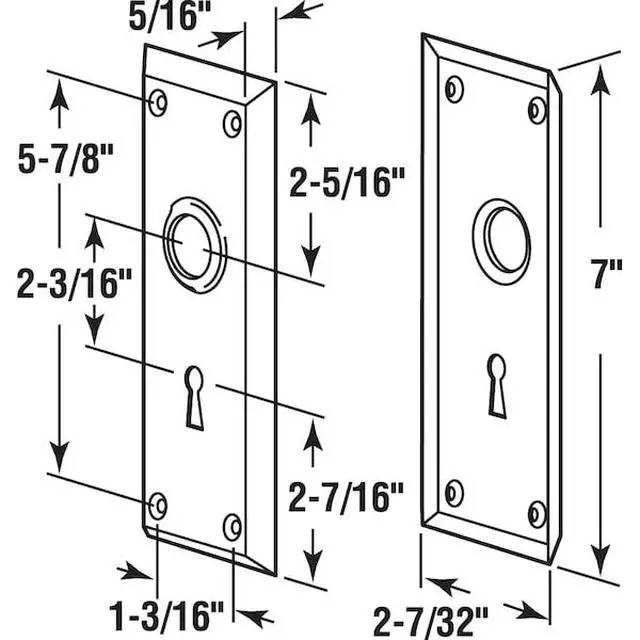 Alt view image 3 of 3 - PRIME-LINE E 2295 Vintage Door Escutcheon Trim Plates, 2-7/32 in. x 7 in.,