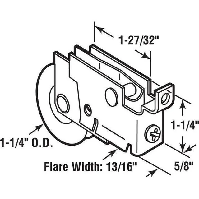 Alt view image 2 of 3 - PRIME-LINE D 1519 Single 1-1/4 in. Steel Ball Bearing Roller, F-Tab Style,