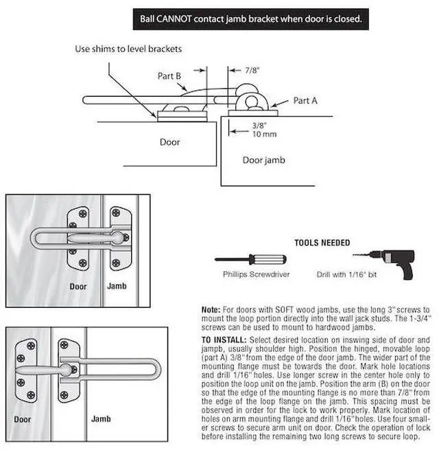 Main image of PRIME-LINE U 9902 Diecast, White Painted, Swing Bar Door Guard