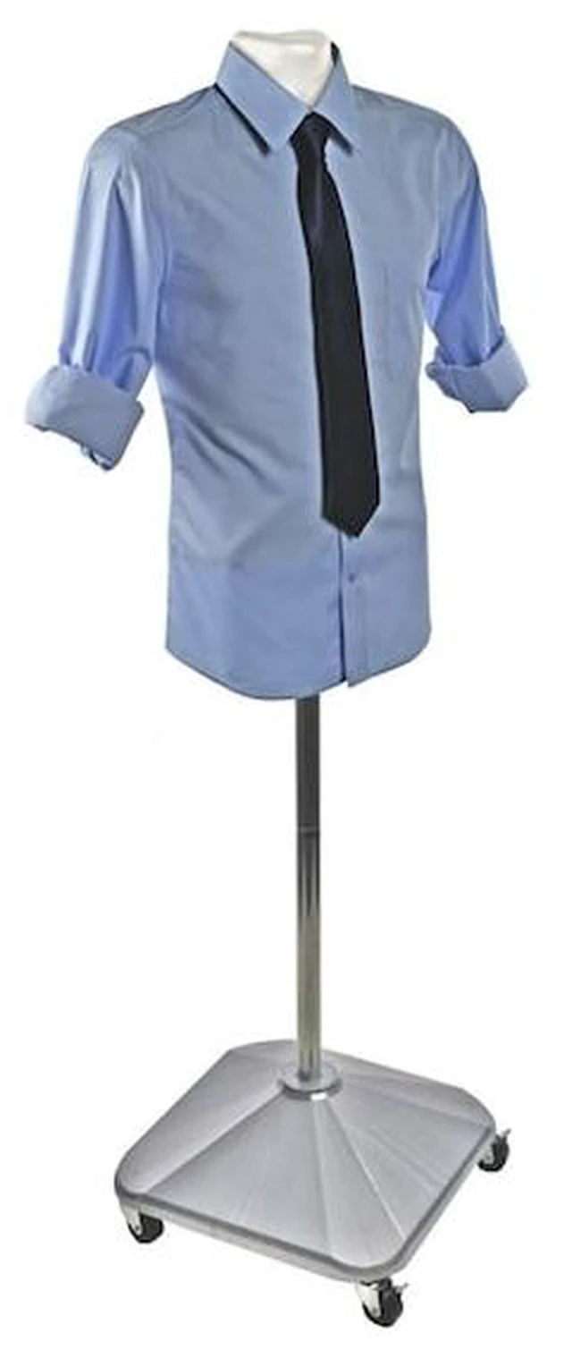 Main image of AZAR DISPLAYS 900500-WHT White Plastic Male Bust on Wheeled Plastic Base