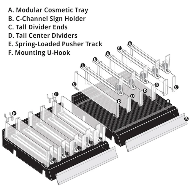 Alt view image 3 of 6 - AZAR DISPLAYS 225830-TALL-BLK-2PK Adjustable Tall Divider Bin Cosmetic Tray w