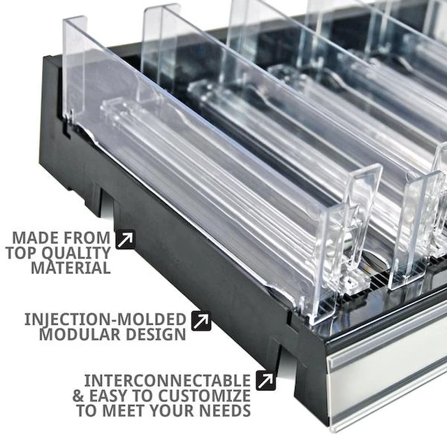 Main image of AZAR DISPLAYS 225830-TALL-BLK-2PK Adjustable Tall Divider Bin Cosmetic Tray w
