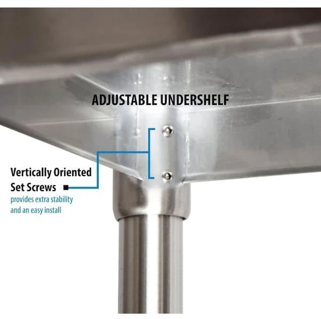 Main image of BK RESOURCES VTTR-3624 18 Gauge Stainless Steel Work Table With Undershelf 1.5"