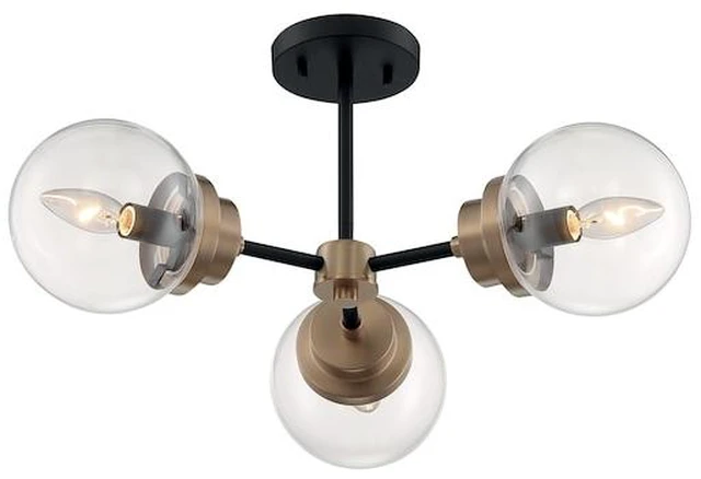 Main image of NUVO 60/7123 Fixture, Semi Flush, 3-Light, Incandescent, 60W, 120V, B10,