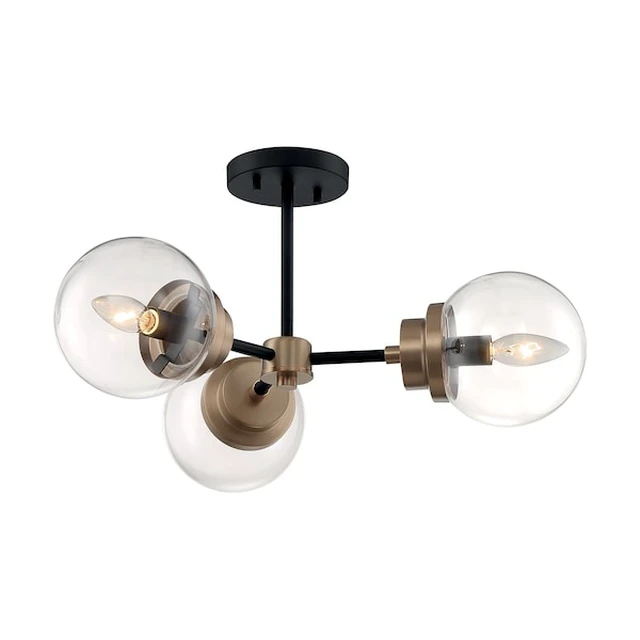 Alt view image 3 of 3 - NUVO 60/7123 Fixture, Semi Flush, 3-Light, Incandescent, 60W, 120V, B10,