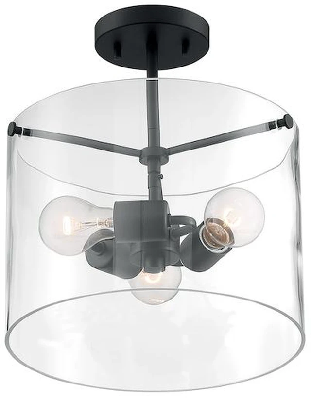 Main image of NUVO 60/7278 Fixture, Semi Flush, 3-Lght, Incandescent, 60W, 120V, A19, Medium