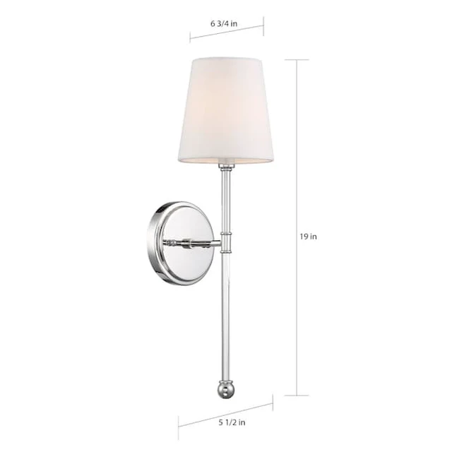 Alt view image 4 of 4 - NUVO 60/6688 Olmstead 1-Light Wall Sconce - Polished Nickel Finish with White