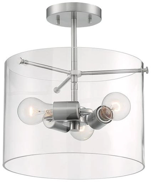 Alt view image 3 of 3 - NUVO 60/7178 Fixture, Semi Flush, 3-Lght, Incandescent, 60W, 120V, A19, Medium