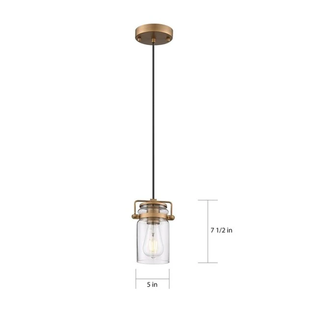 Alt view image 4 of 4 - NUVO 60/6735 Antebellum 1-Light Mini Pendant Fixture - Vintage Brass Finish