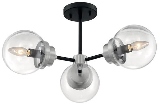 Main image of NUVO 60/7133 Fixture, Semi Flush, 3-Light, Incandescent, 60W, 120V, B10,