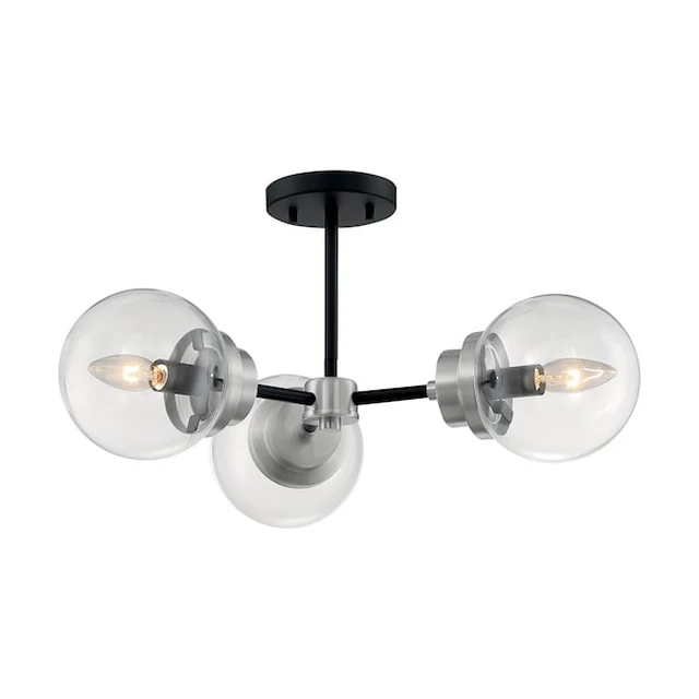 Alt view image 3 of 3 - NUVO 60/7133 Fixture, Semi Flush, 3-Light, Incandescent, 60W, 120V, B10,
