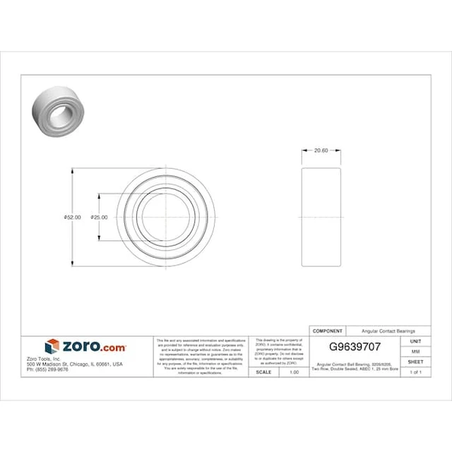 Alt view image 2 of 2 - TRITAN 5205 2RS/C3 PRX Angular Contact Ball Bearing, 3205/5205, Two Row, Double