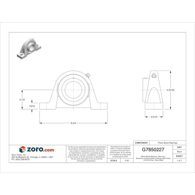 Alt view image 2 of 2 - TIMKEN VAS 2 3/16 Pillow Block Bearing, Cast Iron, Eccentric Locking Collar