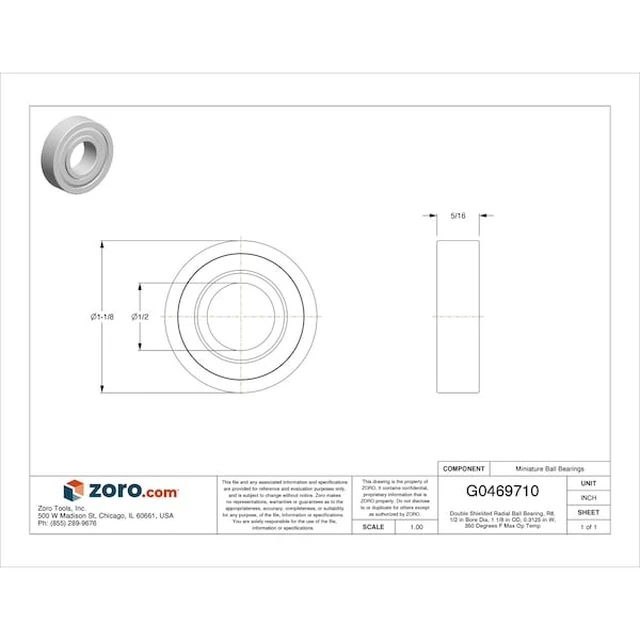 Alt view image 2 of 2 - TRITAN R8 ZZ PRX Double Shielded Radial Ball Bearing, R8, 1/2 in Bore Dia, 1