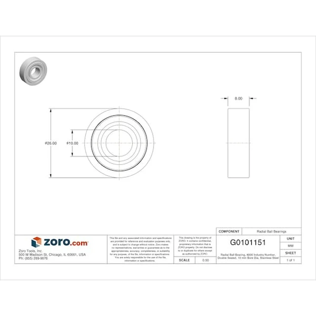 Alt view image 2 of 2 - TRITAN SS6000 2RS FM222 Radial Ball Bearing, 6000 Industry Number, Double