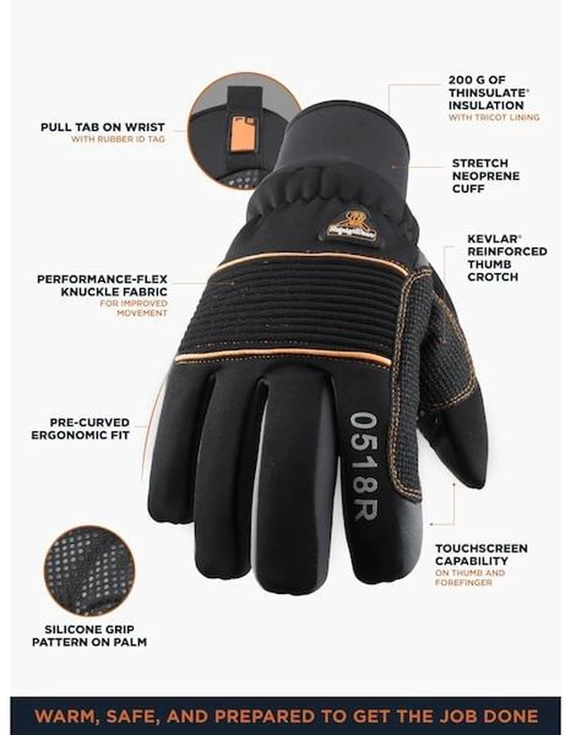 Main image of REFRIGIWEAR 0518RBLKXLG Cold Protection Gloves, Synthetic Leather Palm, Tricot
