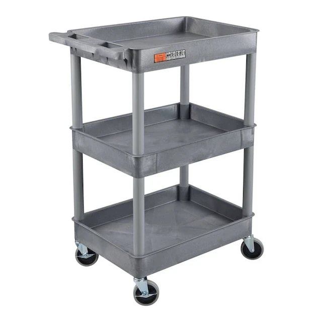Alt view image 5 of 7 - LUXOR STC111-G Utility Cart with Deep Lipped Plastic Shelves, 300 lb Load