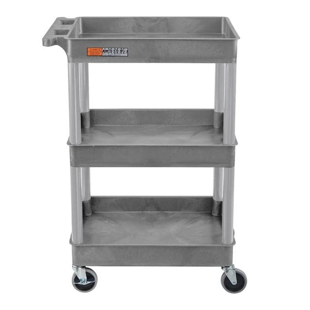 Alt view image 4 of 7 - LUXOR STC111-G Utility Cart with Deep Lipped Plastic Shelves, 300 lb Load