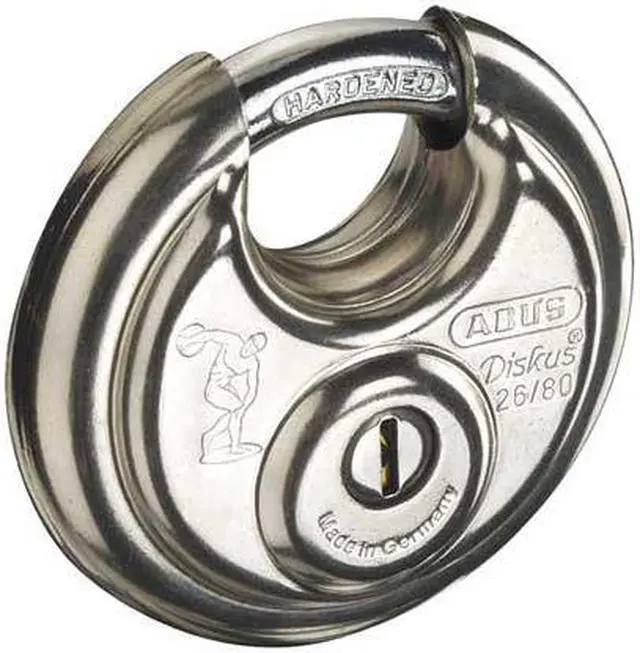 Alt view image 2 of 4 - ABUS 26/80 KA Padlock, Keyed Alike, Partially Hidden Shackle, Disc Stainless