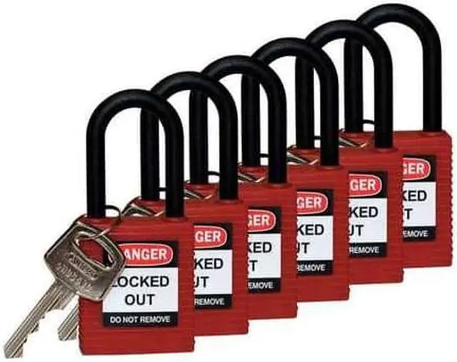 Alt view image 2 of 3 - Lockout Padlock,KD,Red,1-3/4"H,PK6 BRADY 123351