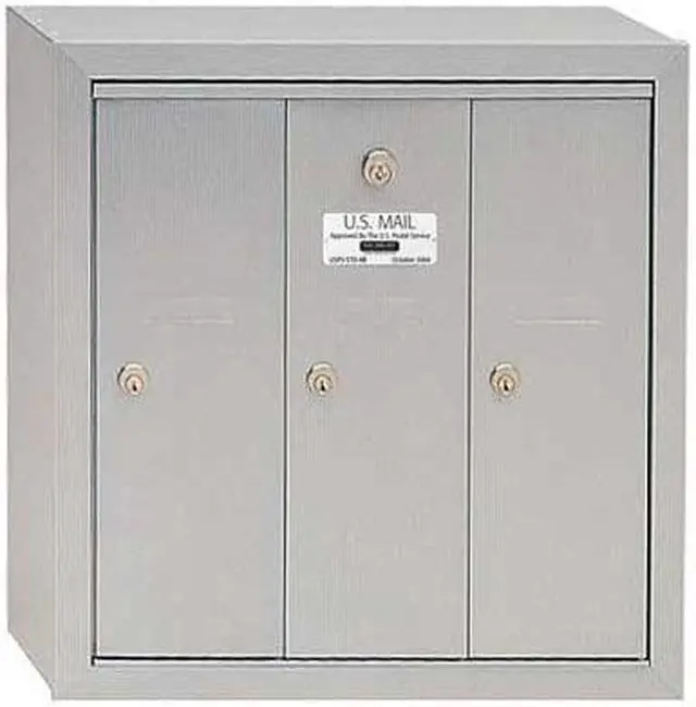 Alt view image 3 of 7 - Salsbury 3503ASU Vertical Mailbox - 3 Doors - Aluminum - Surface Mounted - USPS Access