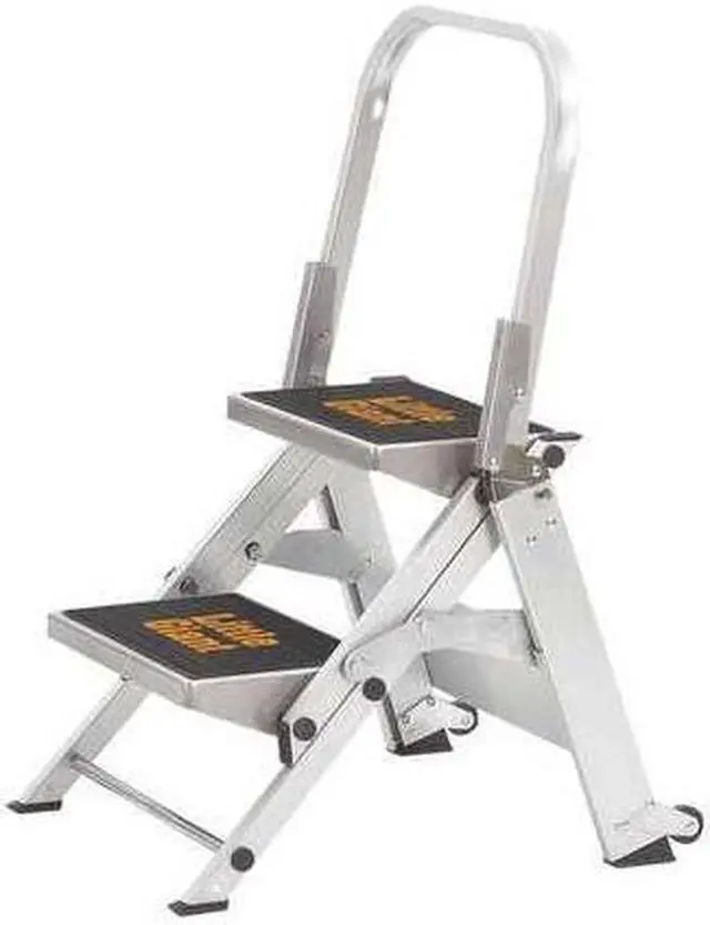 Alt view image 2 of 20 - 2 Steps, Aluminum Step Stool, 300 lb. Load Capacity, Gray LITTLE GIANT 10210BA