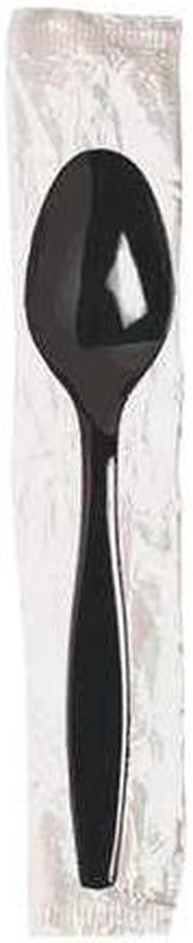 Main image of DIXIE PTH53C Wrapped Disposable Spoon, Black, Heavy Weight, PK1000