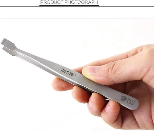 Alt view image 3 of 7 - Special Tweezers Flat Folder Tweezers Squat Head Tweezers Clips Eyelash Grafting Jig Nails 36A