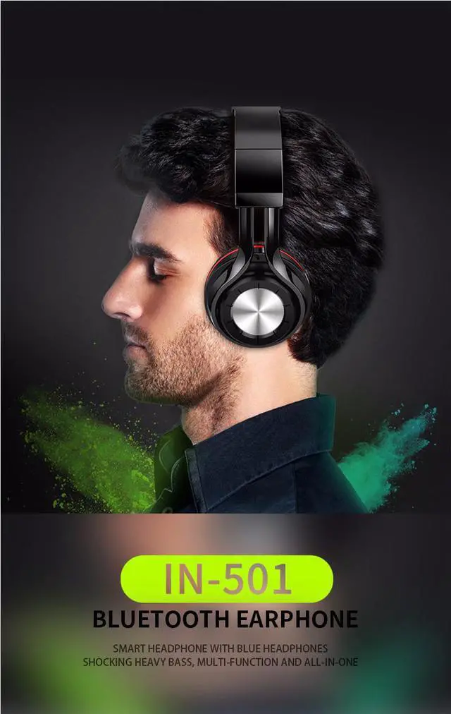 Alt view image 2 of 7 - DPRUI Newest Headphones Bluetooth Headset Foldable Sports Headphone Adjustable Earphones with Microphone For PC mobile phone Mp3 (black red)