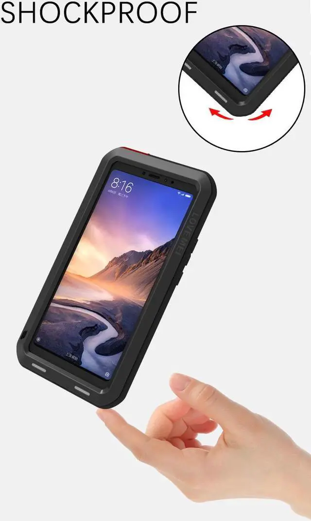 Alt view image 5 of 7 - Love Mei Powerful Case For Xiaomi Mi Max 3 Premium Waterproof Shockproof Aluminum Case Cover for Xiaomi Max3 (Red)