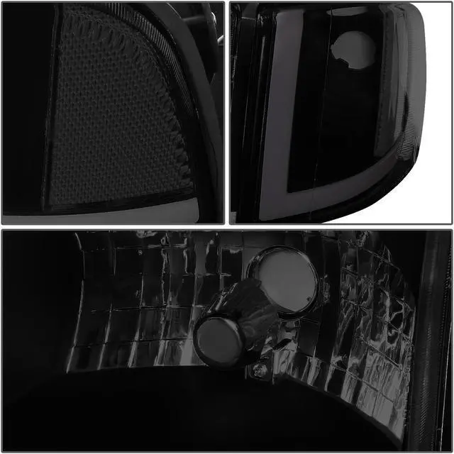 Alt view image 4 of 8 - DNA Motoring HL-LB2-DR944-BK-SM-CL1 For 1994 to 2002 Dodge Ram 1500 2500 3500 LED DRL Headlight Smoked Housing Clear Corner Headlamp 95 96 97 98 99 00 01 Left + Right