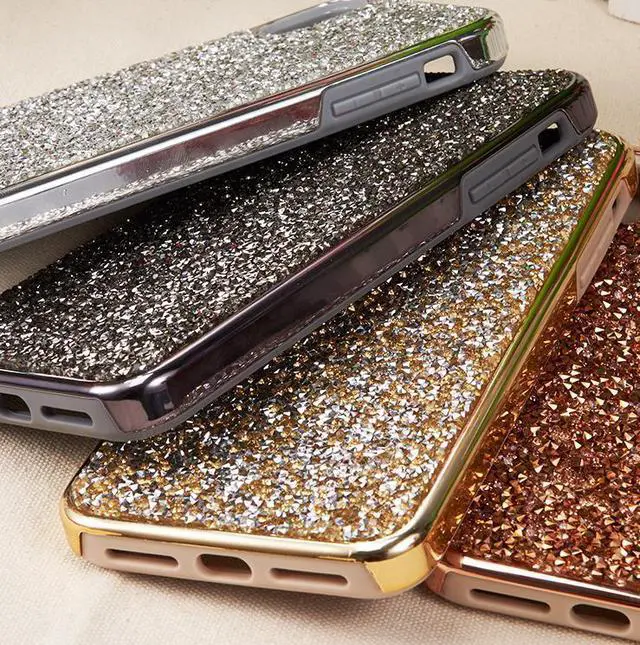 Alt view image 3 of 6 - Gold Studded Rock Crystal Bling Rhinestone Case for Apple iPhone Xs Max 6.5"