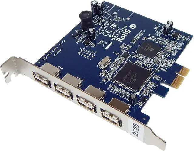 Alt view image 2 of 2 - Belkin Hi-Speed USB 2.0 4-Port PCIe Card New F5U252
Card Only 4-External Ports