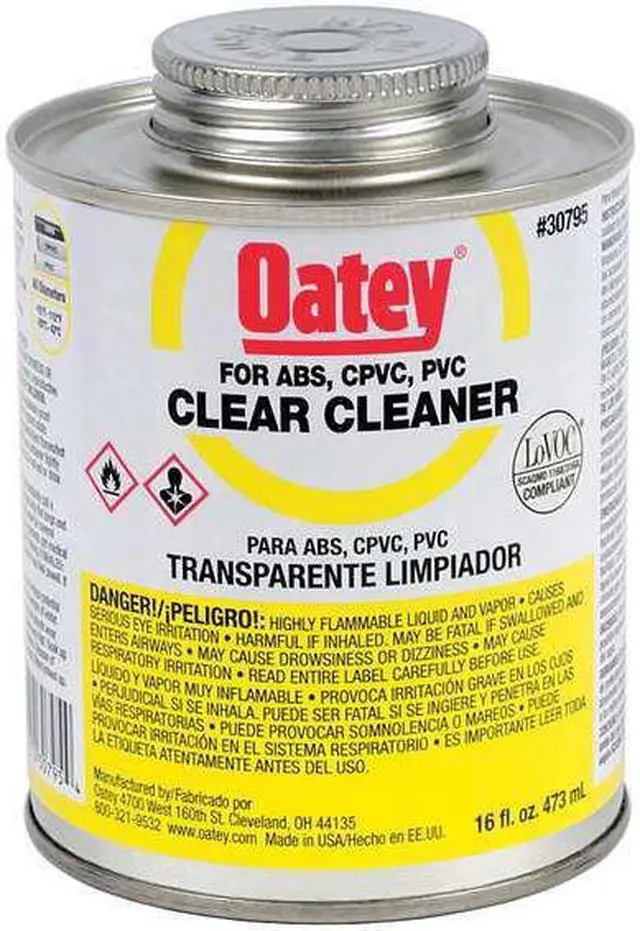 Alt view image 4 of 9 - OATEY 30795 Pipe Cleaner,Low VOC,16 oz.,Clear