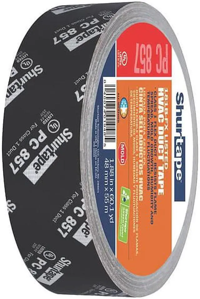 Alt view image 4 of 14 - Duct Tape,55m L,Adhesion 70 oz./in,Black SHURTAPE PC 857
