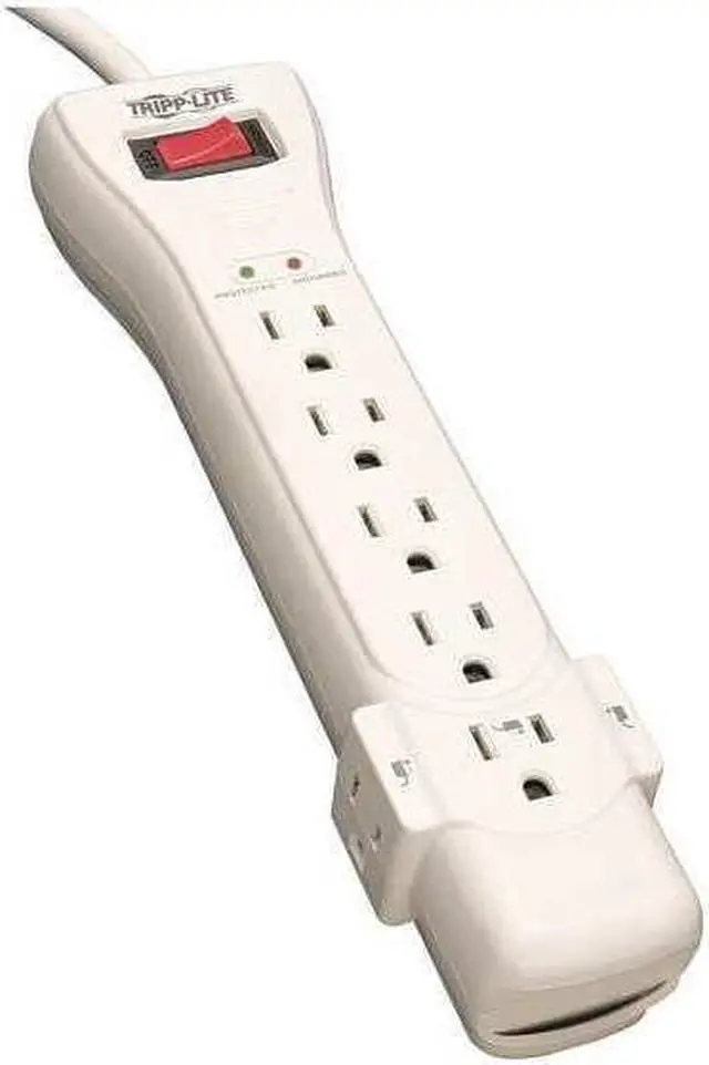 Alt view image 4 of 20 - Eaton Tripp Lite Series Protect It! 7-Outlet Surge Protector, 7 ft. Cord with Right-Angle Plug, 2160 Joules, Diagnostic LEDs, Light Gray Housing - 7 x NEMA 5-15R - 1800 VA - 2160 J - 120 V AC Input - 120 V AC Output - 7 ft
