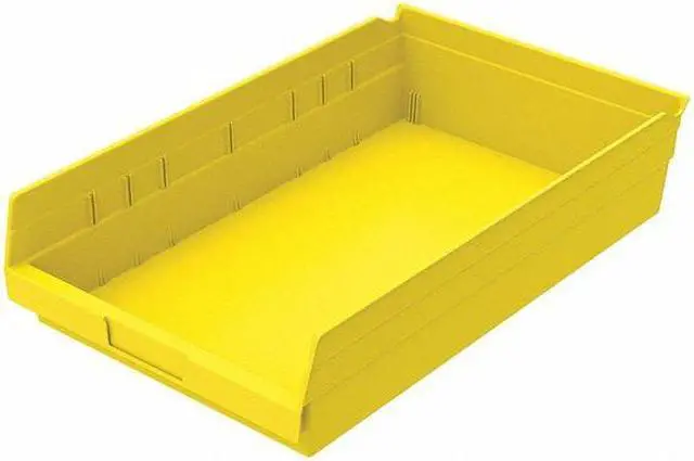 Main image of AKRO-MILS 30178YELLO Shelf Storage Bin, Plastic, Yellow, 4 in H, 11 1/8 in W,